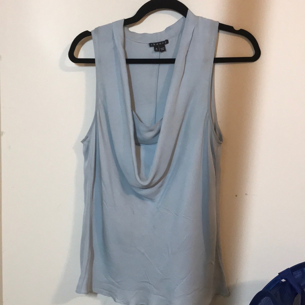 Theory. 100% silk blouse light blue